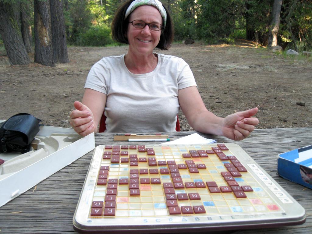 The Scrabble board has been on many trips with us.