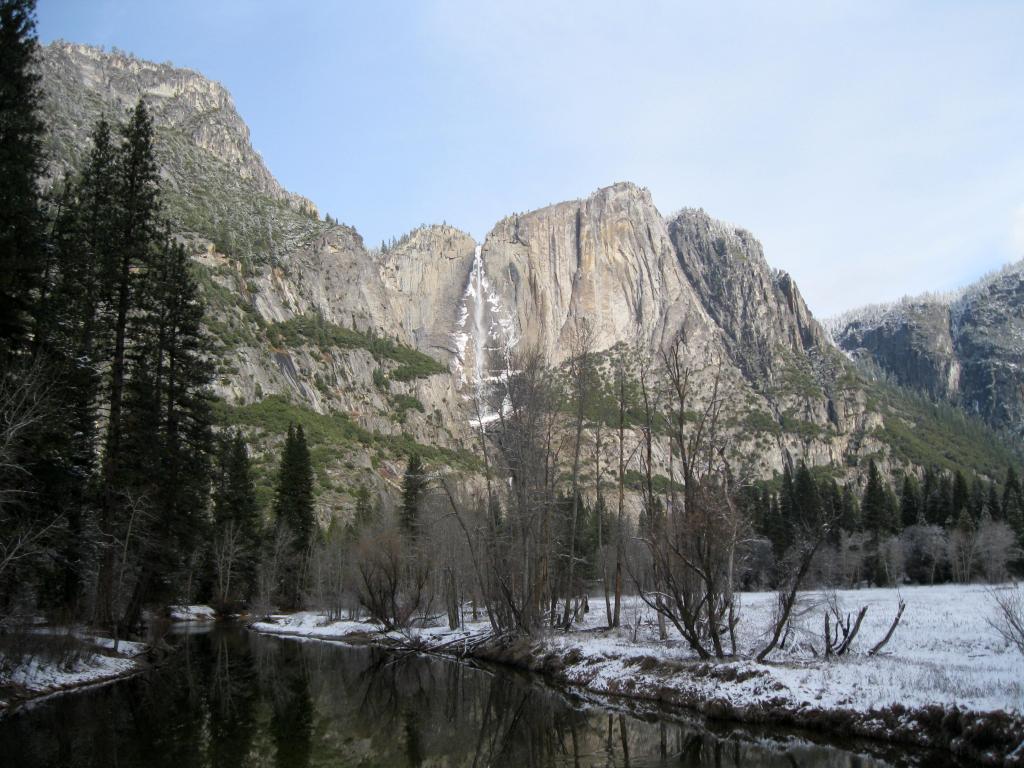 Viewing Yosemite Falls from Swinging Bridge.