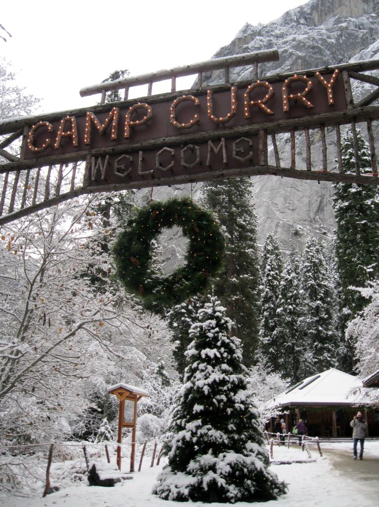 Entering Curry Village on foot.